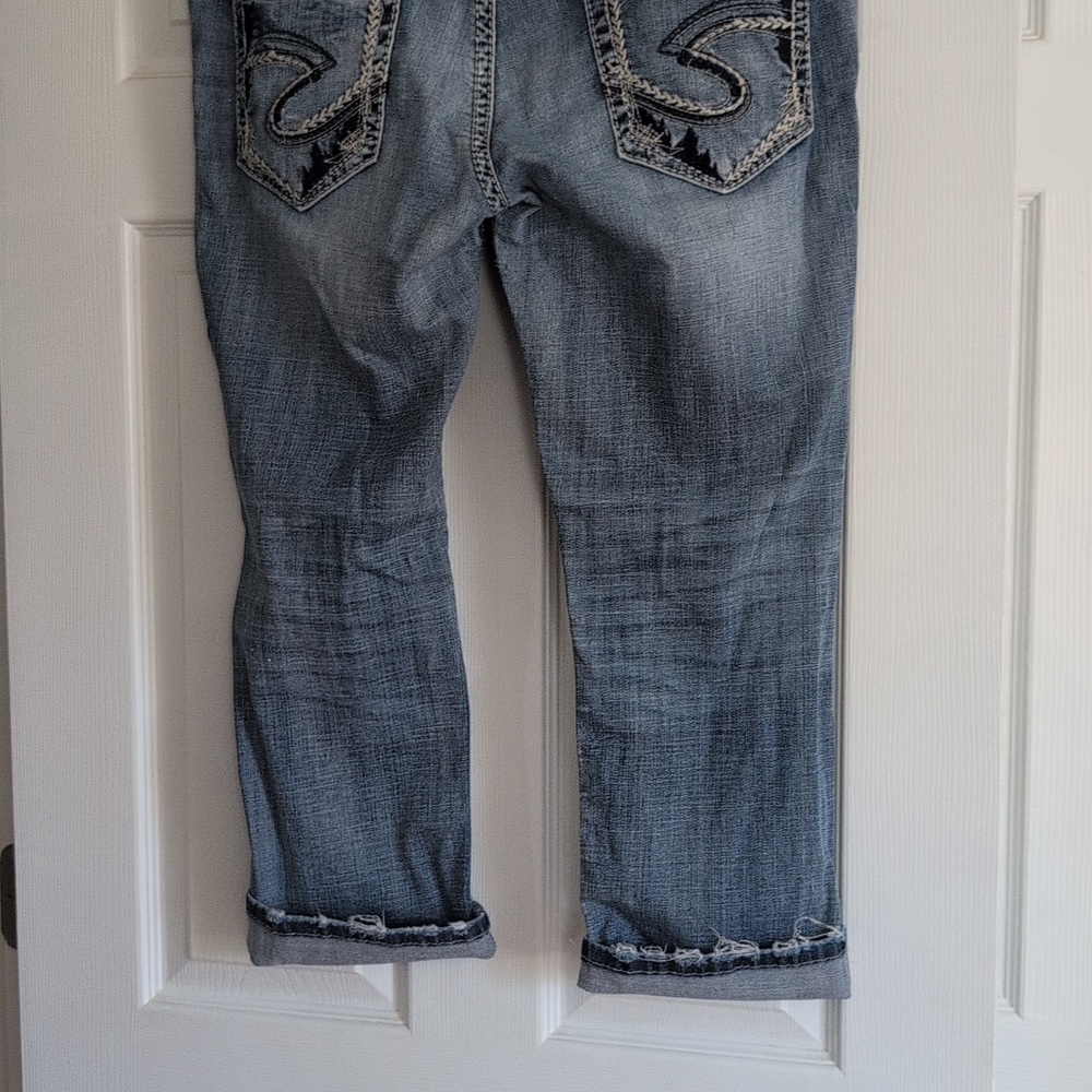 Silver Jeans Suki Capri Light Blue Cropped Ankle Jeans Sz 34x22 1/2 - Picture 4 of 10